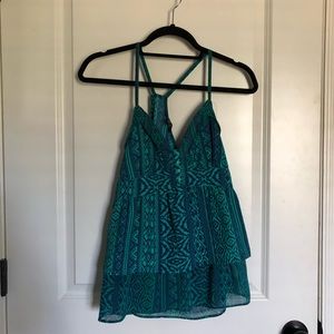 Ruffled blue & green tank